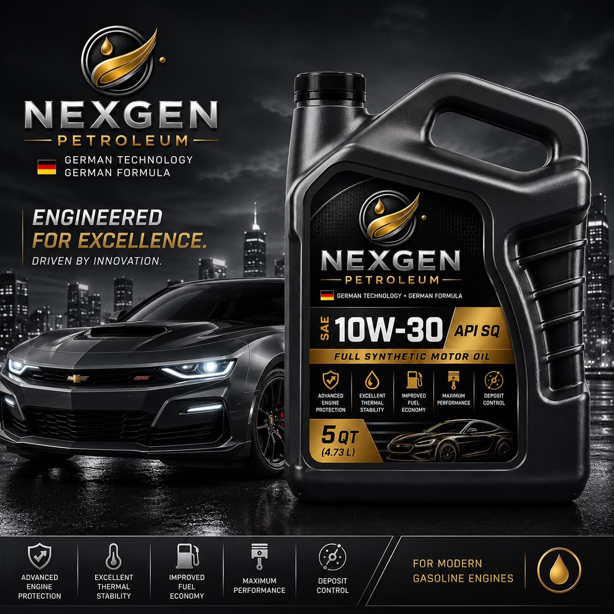 NexGen Petroleum SAE 10W-30 Full Synthetic Motor Oil (API SQ)