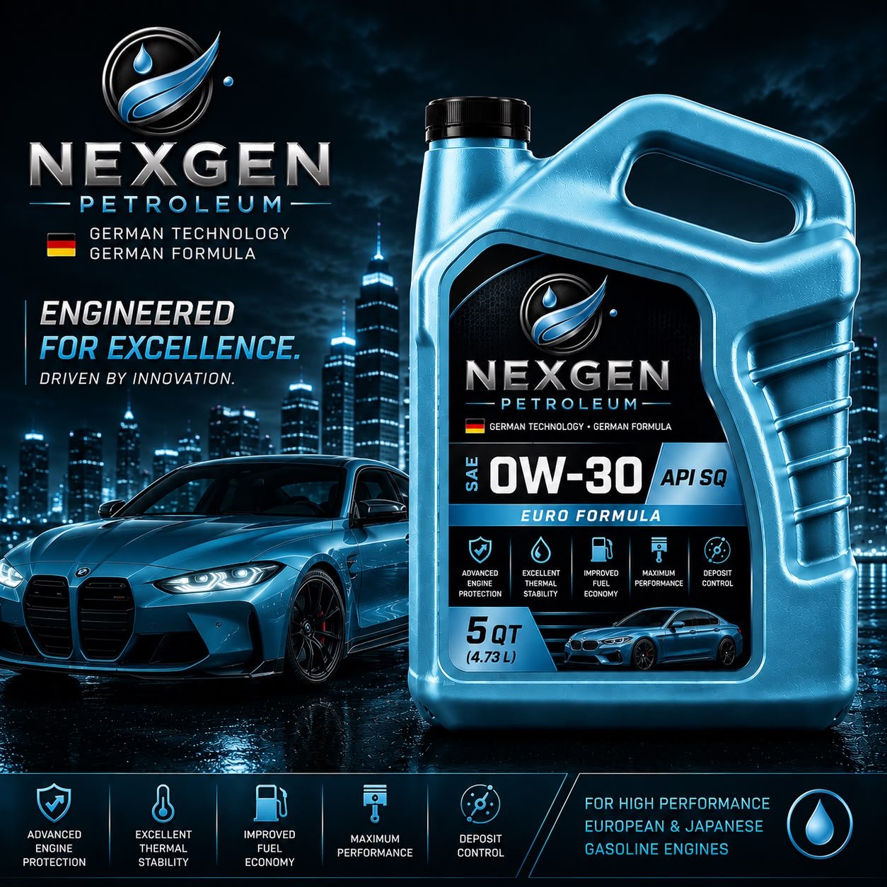 NexGen Petroleum SAE 0W-30 Full Synthetic Motor Oil (API SQ)