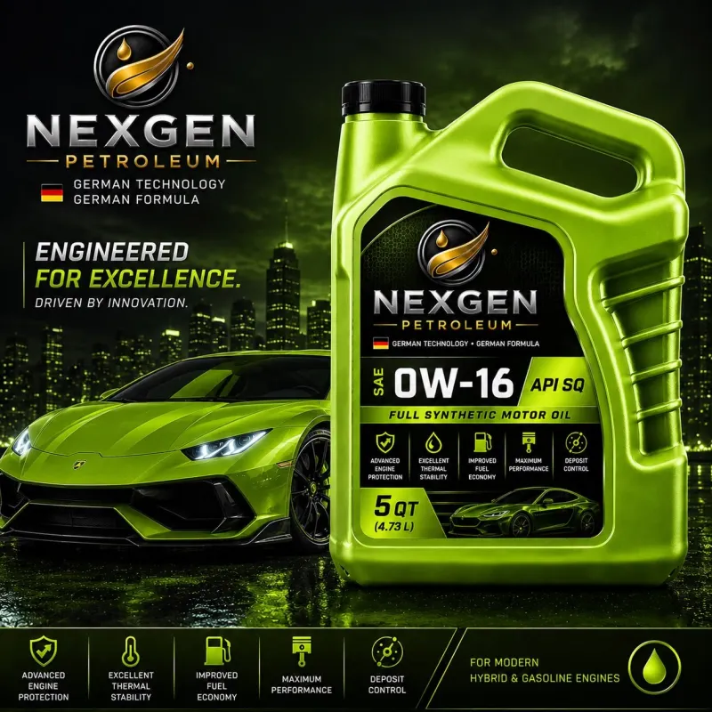 NexGen Petroleum SAE 0W-16 Full Synthetic Motor Oil (API SQ)